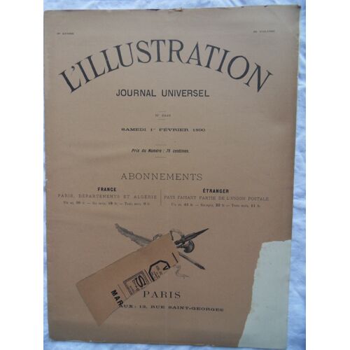 Hebdomadaire L'Illustration N°2449 Du Samedi 01 Février 1890