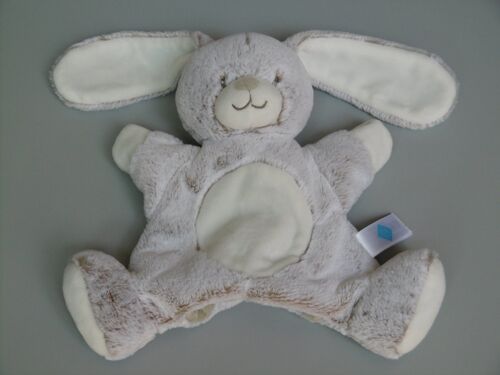 Doudou lapin Tex Baby marionnette marron chiné blanc