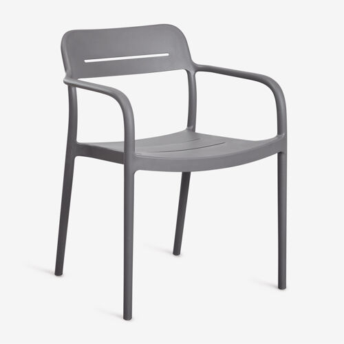 Pack de 4 chaises de salle à manger empilables avec accoudoirs en polypropylène Graneli Gris Graphite