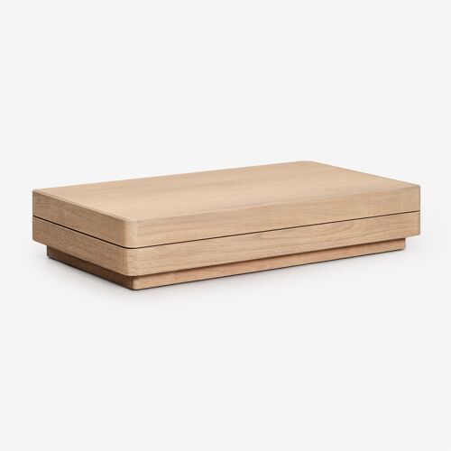 Table Basse Rectangulaire De Jardin 130x75 Cm En Bois D'acacia Verona Acacia Marron Clair
