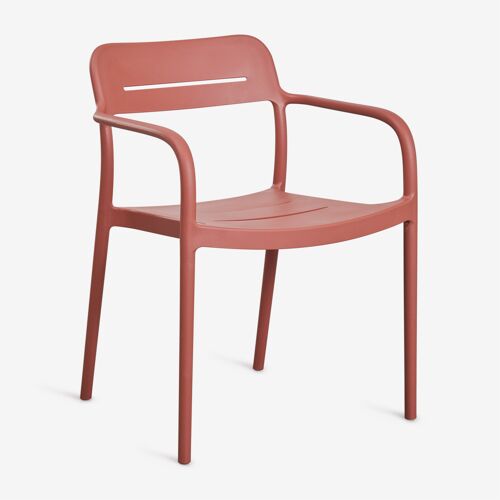 Pack De 4 Chaises De Jardin Empilables Avec Accoudoirs En Polypropylène Graneli Terracota