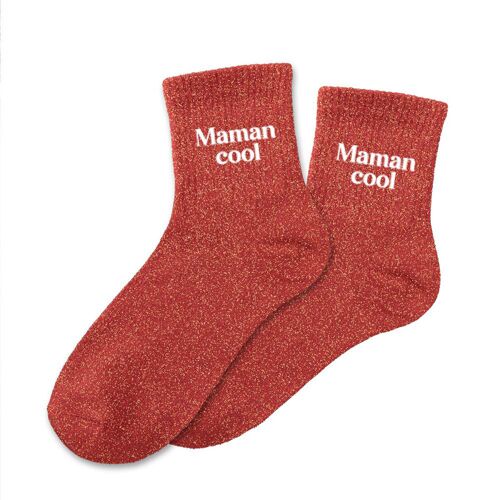Chaussettes Pailletées Maman Cool Rouges ¿ Taille Unique 36-42