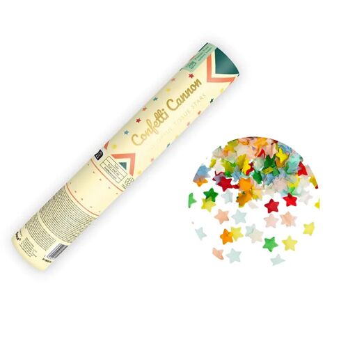 CANON À CONFETTIS PAPIER ÉTOILE 20CM MULTICOLORE