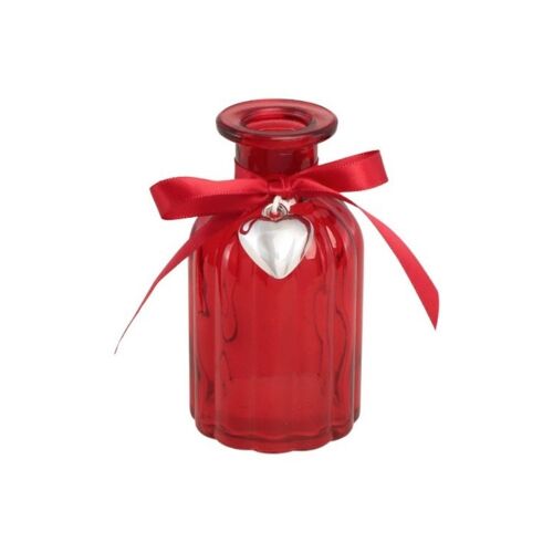 VASE VERRE DÉCO RUBAN PENDENTIF CUR 10.5CM ROUGE