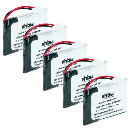 vhbw 5x Batterie remplacement pour Opticon OPN-2001 pour scanner de code-barre POS (190mAh, 3,7V, Li-polymère)