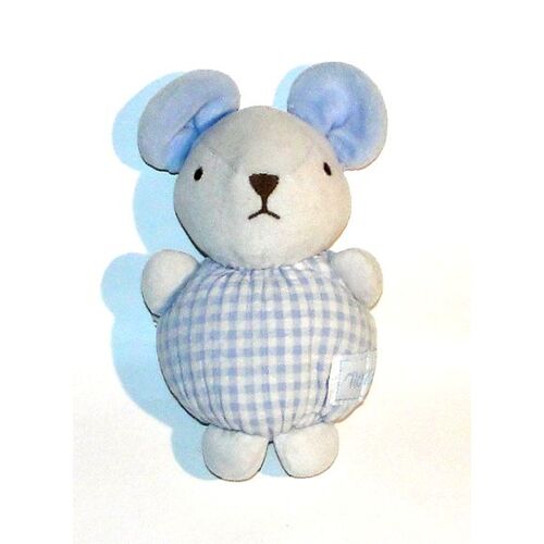 doudou souris boule vichy bleu nounours
