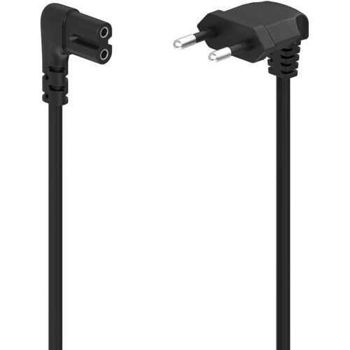 Câble d'alimentation Bipolaire coudé 90° des 2 cotés, 3m, Prise Euro Type C vers Prise Femelle en 8 C7, Cordon éléctrique Audio, vidéo, Radio, Sonos Play Noir