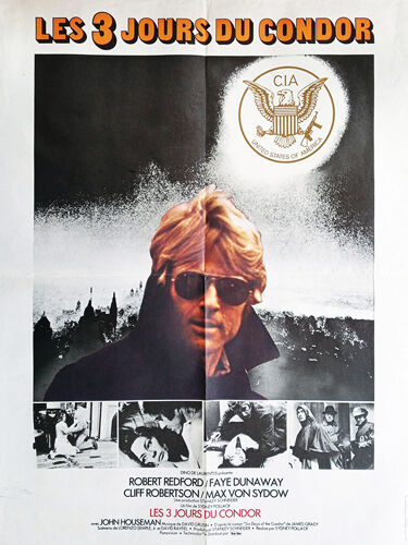 Les 3 / Trois Jours Du Condor (Three Days Of The Condor) - Véritable Affiche De Cinéma Pliée - Format 60x80 Cm - De Sydney Pollack Avec Robert Redford, Faye Dunaway, Max Von Sydow - 1975