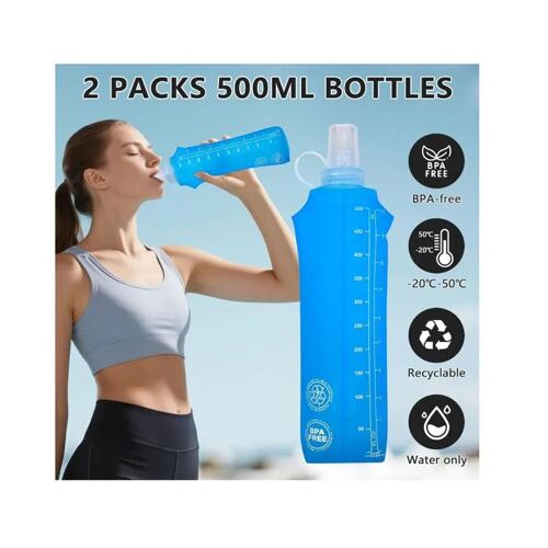 Gilet Hydratation Running Avec 2 Soft Flask 500 Ml, Réfléchissant Gilet D'hydratation De Course À Pied Pour Femmes Et Hommes, Sac