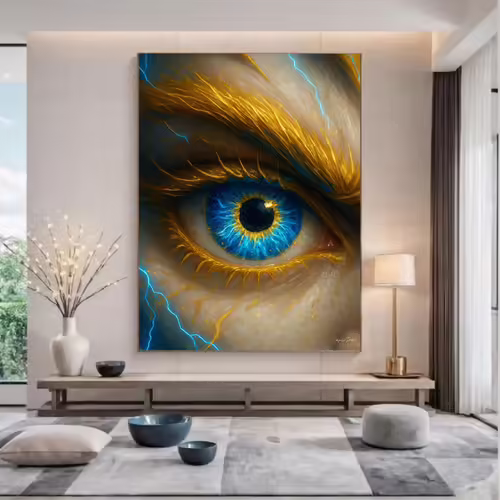 Art Mural Fantastique - ?il Du Super Guerrier Inspiré Des Univers Fantastiques De Dbz - Symbole De Puissance Légendaire - Affiche Murale Lumineuse Pour Décoration Moderne Et Geek - Taille : 70x100 Cm