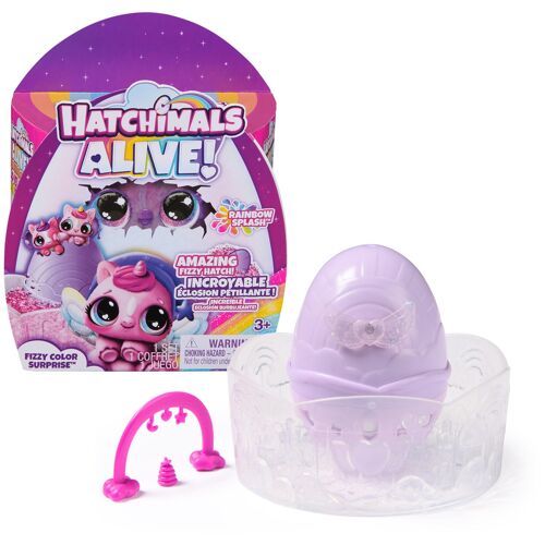 Hatchimals Alive, Rainbow Splash Fizzy Color Surprise, faites éclore des jumeaux ou des triplés dans un oeuf qui entraîne une changement de couleur (les modèles peuvent varier), jouets pour filles et garçons