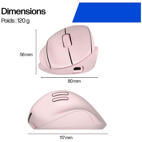 HP Tilt Ergo PNK MSE 720M EMEA-INTL EN L souris Maison Droitier RF sans fil + Bluetooth 6000 DPI
