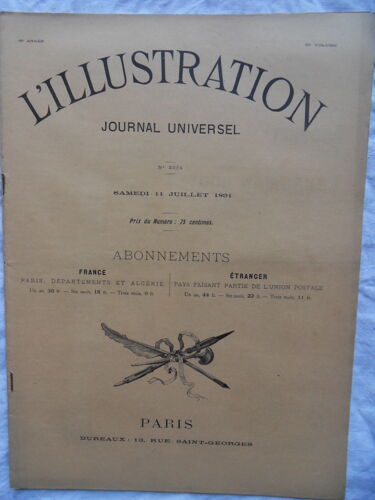 Hebdomadaire L'Illustration N°2524 Du Samedi 11 Juillet 1891