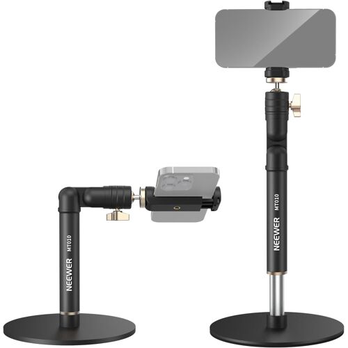NEEWER Support de téléphone portable réglable pour bureau¿ compatible avec iPhone et Samsung¿ pour enregistrement vidéo et tournage¿ tête sphérique à 360°¿ bras pliable¿ base en métal lestée¿ MT010