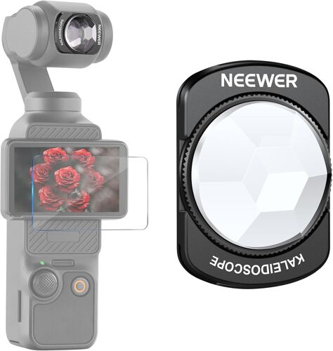 NEEWER Filtre prismatique Kaléidoscope compatible avec DJI Osmo Pocket 3 Creator Combo¿ filtre d'objectif de caméra en verre optique HD multicouche magnétique avec protection d'écran¿ FL-C39