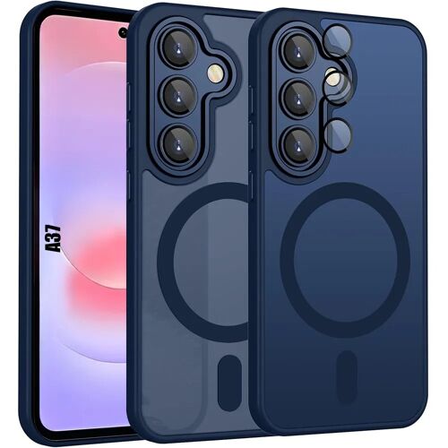 Coque pour Samsung Galaxy A37 5G, avec Anneau Magnétique et Vitre Caméra - Bleu Marine - E.F.Connection