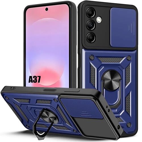 Coque pour Samsung Galaxy A37 5G, Antichoc Rigide avec Anneau et Protection Caméra - Bleu Marine - E.F.Connection