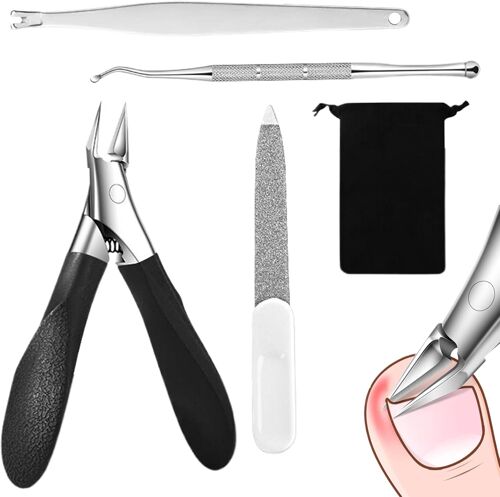 Lot De Pince Coupe Ongles, Pinces À Ongles Droite Incarnés Avec Coupe Droite En Acier Inoxydable Professionnelle Pour Couper Les Ongles Épais Orteils Podologie, Avec Sac 