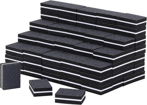 Lot De 100 Mini Blocs Polissoirs À Ongles Grain 180/100 Lavables Pour Le Soin Des Ongles (Noir) 