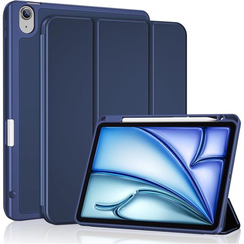 Coque avec Porte-Stylet pour iPad Air 11 Pouces (M3) 2025/(M2) 2024, Air 5ème 2022/4ème 2020 10.9 Pouces, Nouvel Étui Amélioré, Housse de Protection Anti-Chute -Marine