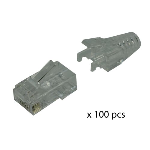 MCL - IC5N99AZRJ45U6AMT- Sachet de 100 connecteurs CAT 6A UTP + manchons transparents
