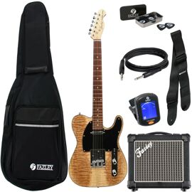 Fazley Classic Series Ftl218 Ash Burl Pack Débutant Guitare Électrique