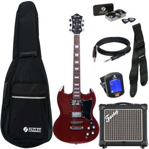 Fazley Vintage Series Fsg418 Dakota Red Pack Débutant Guitare Électrique
