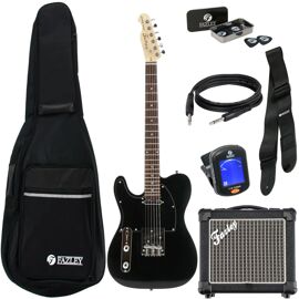 Fazley Classic Series Ftl218 Black Lh Pack Débutant Guitare Électrique