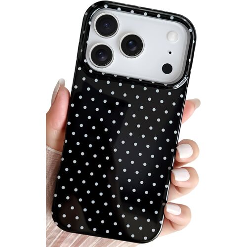 KALANKA-Coque pour iphone 17 Pro, Jolie Coque pour à Pois, Fine et Souple, Antichoc, en TPU, pour Femmes et Filles, élégante et stylée, Noir