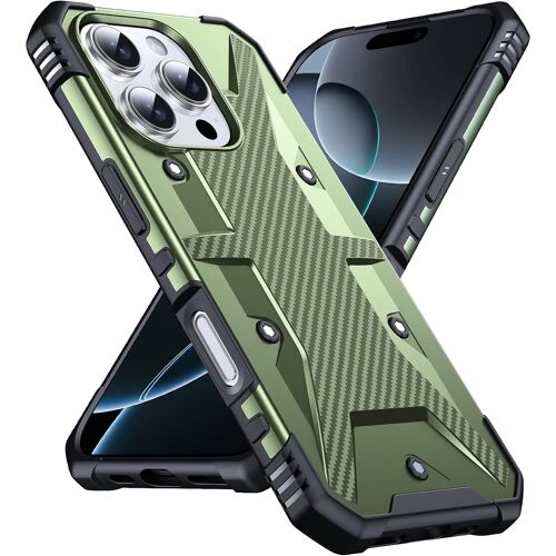 KALANKA-Coque pour iphone 16 Pro avec Protection D'appareil Photo, Case Cover Étui de Protection Antichoc pour Téléphone Portable, Qualité Militaire Améliorée, Vert