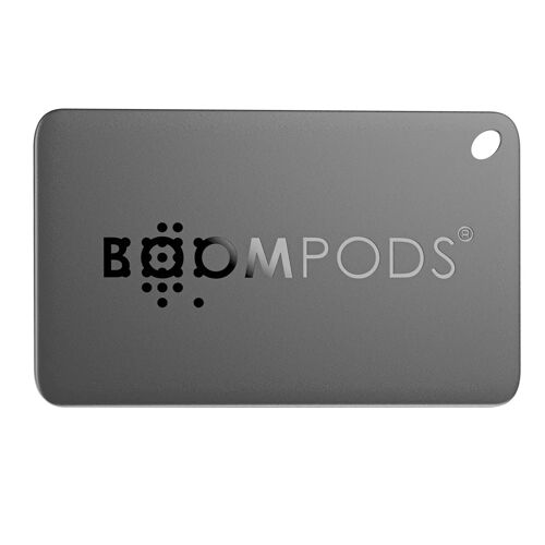 Traceur Connecté Modèle Boomcard Format Carte de Crédit avec Android Find My Boompods Gris