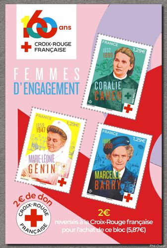 Au Profit De La Croix Rouge : 160ème Anniversaire : Portraits De Femmes Engagées Feuillet 5812 Année 2024 N° 5812 5813 5814 Yvert Et Tellier Luxe
