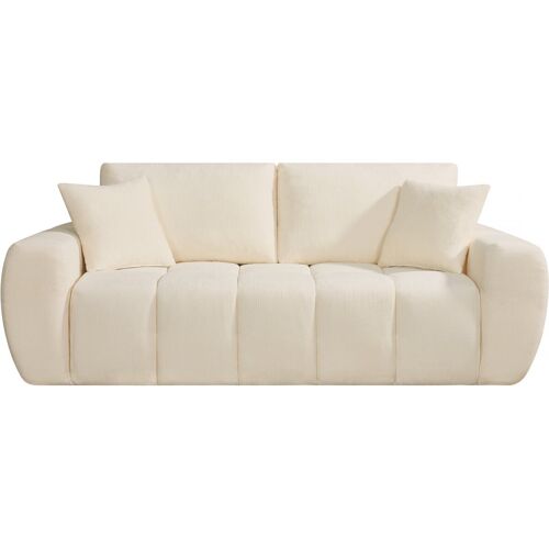 Canapé droit en tissu style bubble "Léonie" - 3 places - Beige