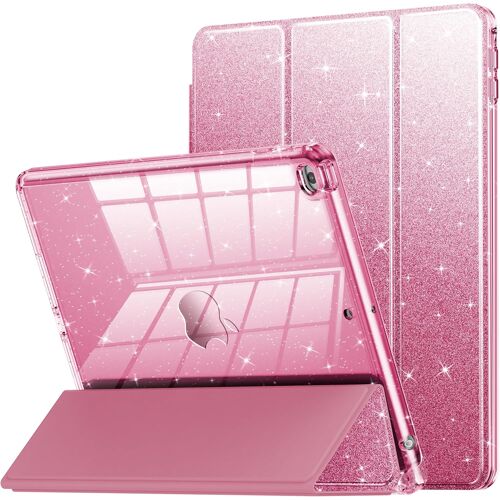 KALANKA-Étui pour iPad 6e/5e génération 9,7"" 2018/2017, iPad Air 2/Air 1ère jolie coque de protection transparente à paillettes pour enfants, filles, femmes, avec porte-crayon (rose)