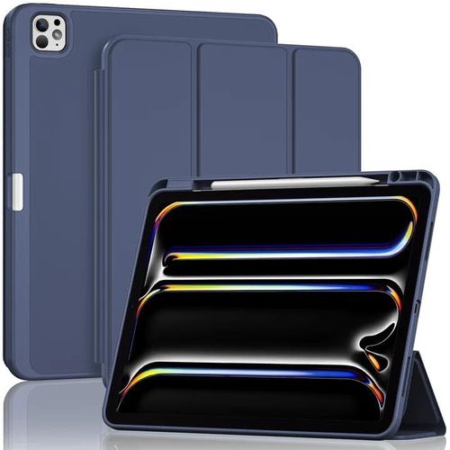 LORANKA-Coque avec Porte-Stylet pour iPad Pro 13 Pouces (M5) 2025/(M4) 2024, Nouvel Étui Amélioré, Housse de Protection Anti-Chute -Marine