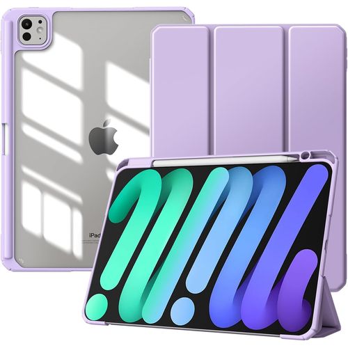 LORANKA-Coque pour iPad Pro 11 Pouces M5 2025 (6e Génération)/M4 2024 (5e Génération) avec Porte-Stylo, Coque de Protection Ultra Fine et Légère, Fonction Veille/Réveil Automatique, Violet Clair
