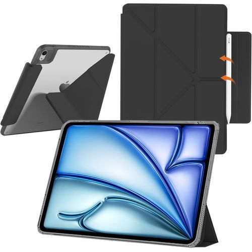 LORANKA-Coque Étui pour iPad Air 11 Pouces (M3) 2025/(M2) 2024, avec Dos Transparent, Béquille Fine, Étui Antichoc pour Tablette Compatible avec iPad Air 5ème 2022/4ème 2020 10.9 Pouces (Noir)