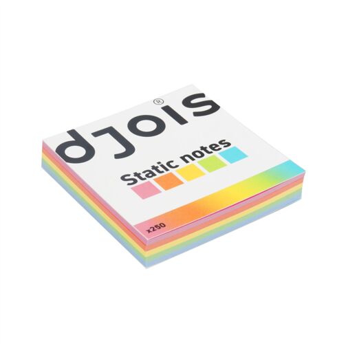 Djois Pack 250 Notes Electrostatiques S Repositionnable 75 X 75 Mm Assorties