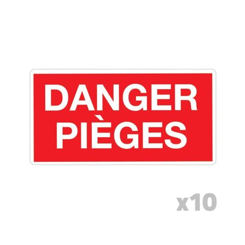 Lot de 10 Panneaux DANGER PIÈGES Akilux 26x20cm lot de 10