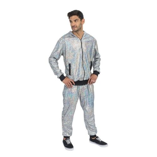Déguisement Jogging Géométrique Irisé Argent Homme