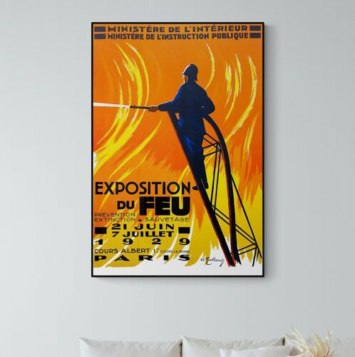 Affiche Exposition Du Feu Paris Pompiers 1929