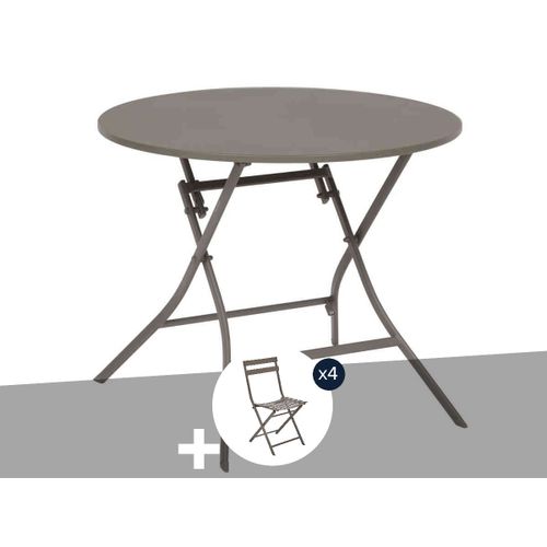 Table De Jardin Ronde Greensboro 4 Places Café + 4 Chaises - Hespéride