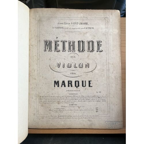 Marque Méthode Et Études Caractéristiques Pour Violon Partition Ed. Lafleur