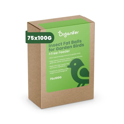 Boules De Graisse Pour Insectes Destinées Aux Oiseaux De Jardin ¿ 75 Pièces X 100 G Avec Support Offert - Organifer