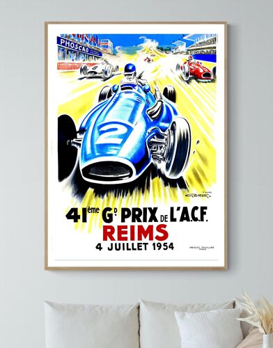Affiche Grand Prix Reims Acf - 1954