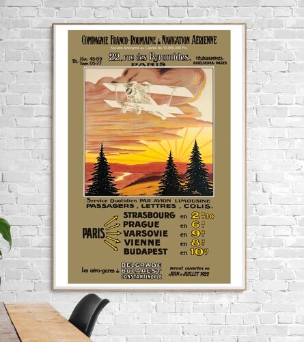 Affiche Compagnie Franco Roumaine De Navigation Aérienne