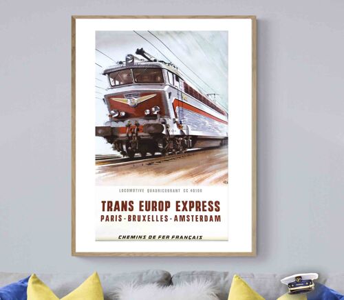 Affiche Sncf Tee Trans Europ Express Paris Bruxelles Amsterdam
