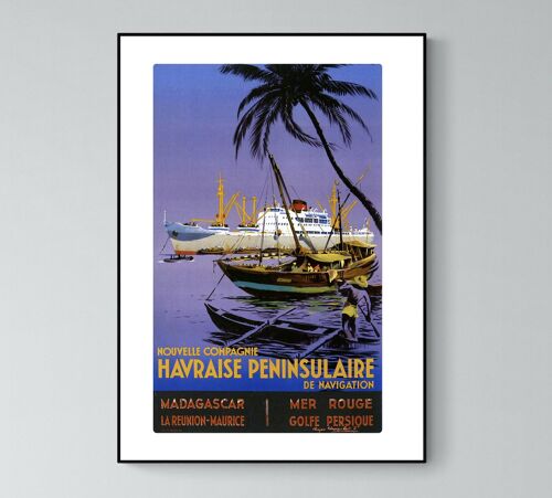Affiche Bateau Paquebot Havraise Péninsulaire