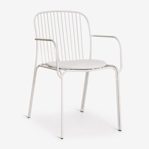 Chaise De Jardin Avec Accoudoirs En Acier Anerina Blanc Gardenia