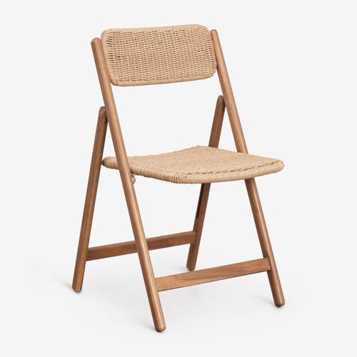 Pack de 2 chaises de salle à manger pliantes en rotin synthétique et bois d'acacia Zayma Osier synthétique finition naturelle